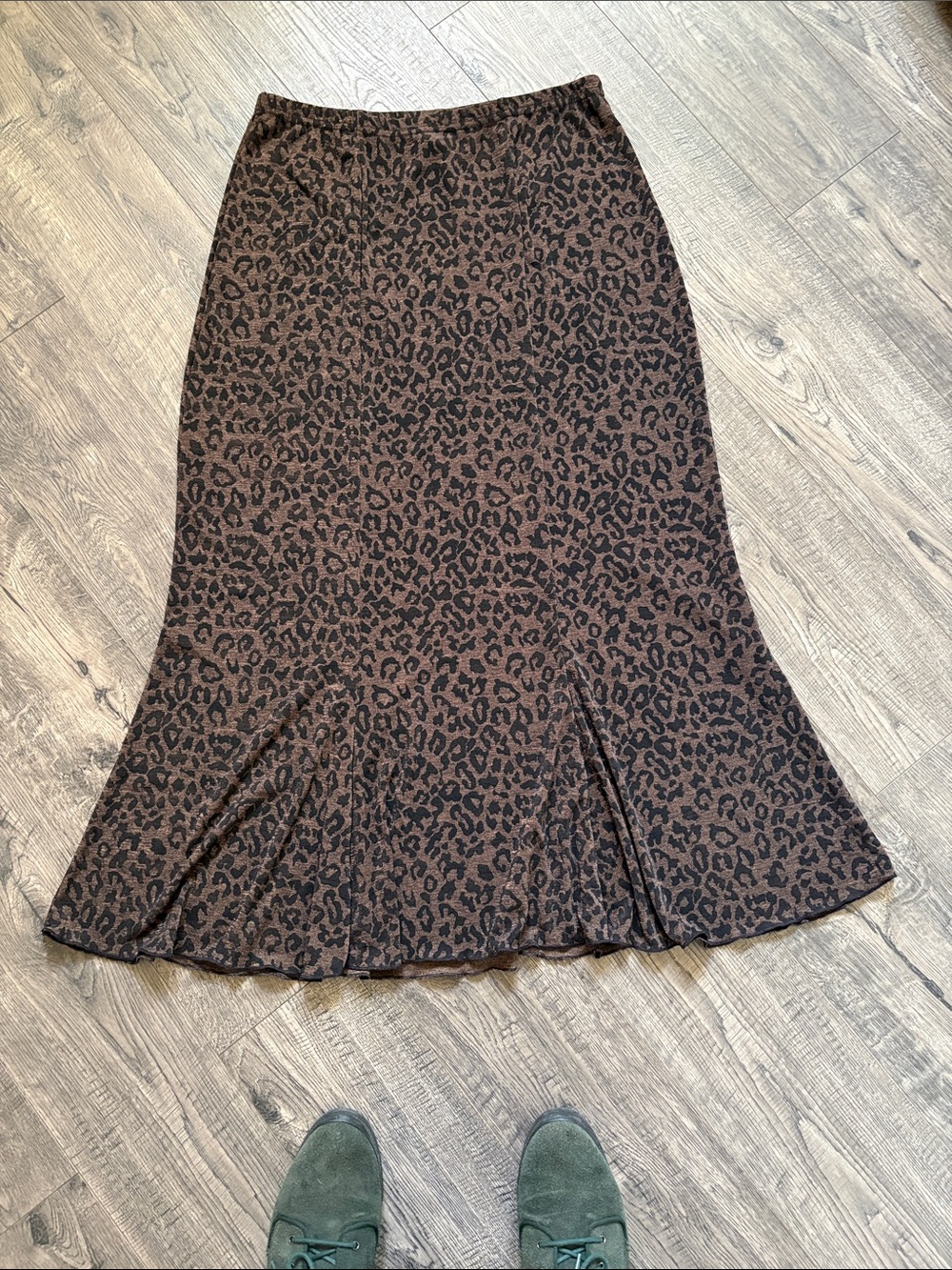 Briggs New York Brown and Black Leopard-Print Maxi Skirt